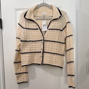 Cream and Black Striped Cardigan